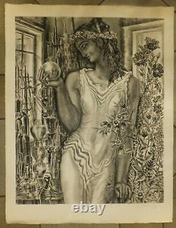 A. Decaris (1901-1988), La Femme aux alambics, gravure signée numéro 27/150