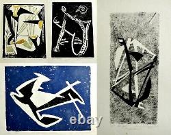 Anastassievitch Boris 4 linogravures originales 1954 signées /ART / ZADKINE