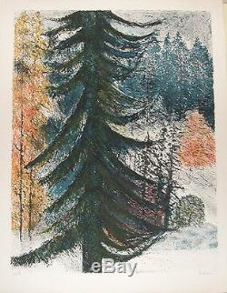 Bardone Guy Lithographie signée numérotée paysage neige les sapins la montagne