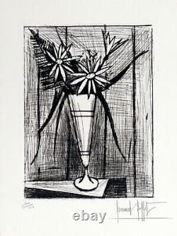 Bernard BUFFET Gravure originale Bouquet au mazagran 1985 signée au crayon