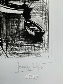Bernard BUFFET, Phare et bateau de pêche 1980 / Hand signed and numbered Etching