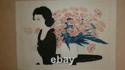 Brasilier-Femme et bouquet. Lithographie-1975 /80- signée & N° au crayon