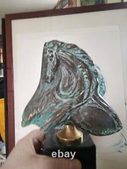 Bronze et la lithographie de Bernard JOBIN (né en 1945)-Cheval, patine turquoise