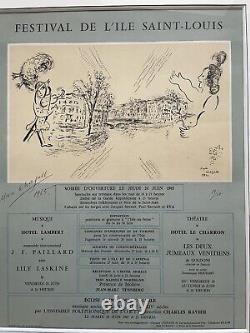 Chagall Lithographie Originale S/N Festival De L'île Saint-Louis Paris