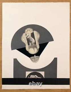 Claude VISEUX / Hand signed collograph Surrealist collage