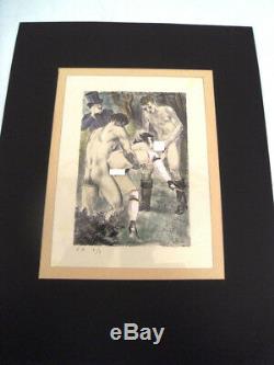 Erotisme En Sous-bois -lithographie Aquarellee 1930 Berthomme St-andre -ero 17