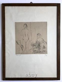 Giacomo MANZÙ, Peintre et modèle, 1958. Eau-forte signée et numérotée