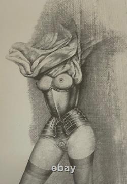 Grande estampe signée & numérotée curiosa femme corset armure érotisme BDSM
