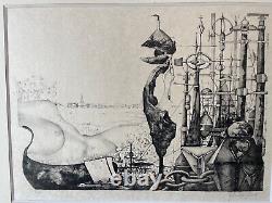 Grande lithographie années 1970 curiosa Venise paysage Italie signée & numérotée