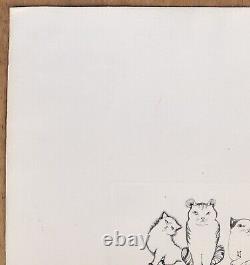 Gravure Ancienne Leonor FINI (1907-1996) Portrait Animalier Trois Chats 83/150