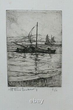 Henri Marret (1878-1964), barque sur la Canche, eau-forte, vers 1910, signée, n°