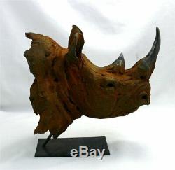 Jean Pierre Chabert sculpture tête de rhinocéros, tirage signé, résine numérotée