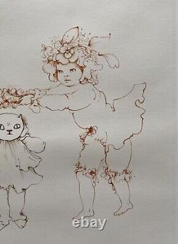 La petite fille couronnant le chat Léonor Fini Lithographie signée numérotée