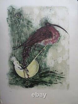 Lars BO Lithographie originale numérotée et signée L'oiseau 65 cm x 50 cm