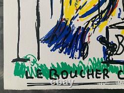Le Boucher Corpaato, Jean-Pierre Corpataux, Sérigraphie Signée Main, 56x76cm