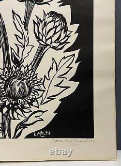 Lithographie Contresignee Laure Malcles Masereel Bouquet Artichauts 1974 H3996