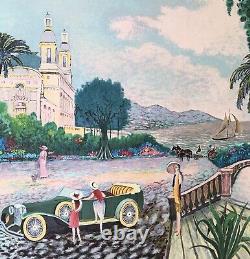 Lithographie Originale Ramon Dilley Paysage Casino Monte Carlo Voiture 47/600