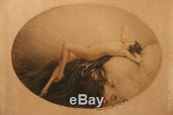 Louis ICART(1888-1950) Art déco femme nu gravure original 1928 signé erotics EVE