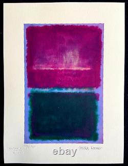 Mark rothko Lithographie COA Original Signé Numéroté Estampillé Agréé