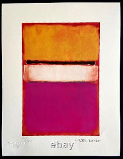 Mark rothko Lithographie COA Original Signé Numéroté JACKSON Pollock