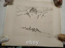 Michèle BERET gravure originale signée numérotée 43/100 montagne LA MEIGE