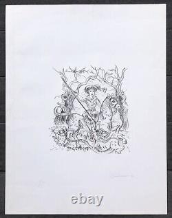 PAVEL CANDA Lithographie Saint-Georges Cheval Dragon 1975 Juif Tchèque Judaïca