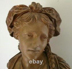 Rare Sculpture buste Marianne alsacienne terre cuite France estampillé numéroté