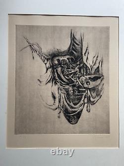 Rarissime grande gravure Serge Rezvani signée et numérotée 1963 cauchemar