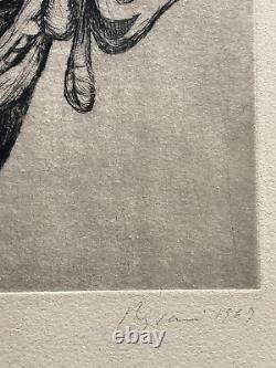 Rarissime grande gravure Serge Rezvani signée et numérotée 1963 cauchemar