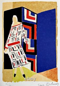 Sonia Delaunay Lithographie COA Original Signé Numéroté p Iet Mondrian