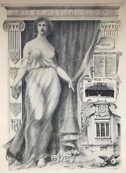 Superbe Lithographie Originale 1914 Arts Et Métiers Aix 111-114 Vincent Gadzarts