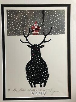 Tomi Ungerer Lithographie Le Père Noël est un Chasseur 40x50 cm Etat sup