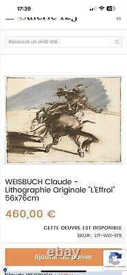 WEISBUCH Claude Lithographie Originale L'Effroi 56x76cm