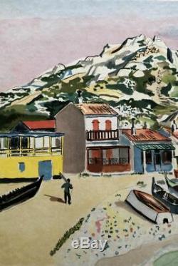 Yves Brayer Petite Plage A Marseille Lithographie Originale Signee Numerotee